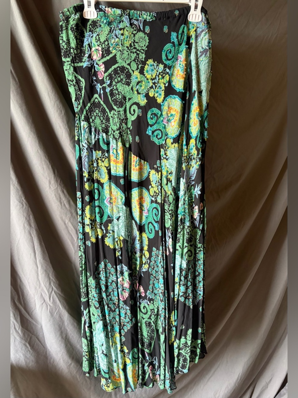 Beaded Sequined Colorful Black Maxi Skirt Stretchy Fairy Boho Whimsigoth 2X